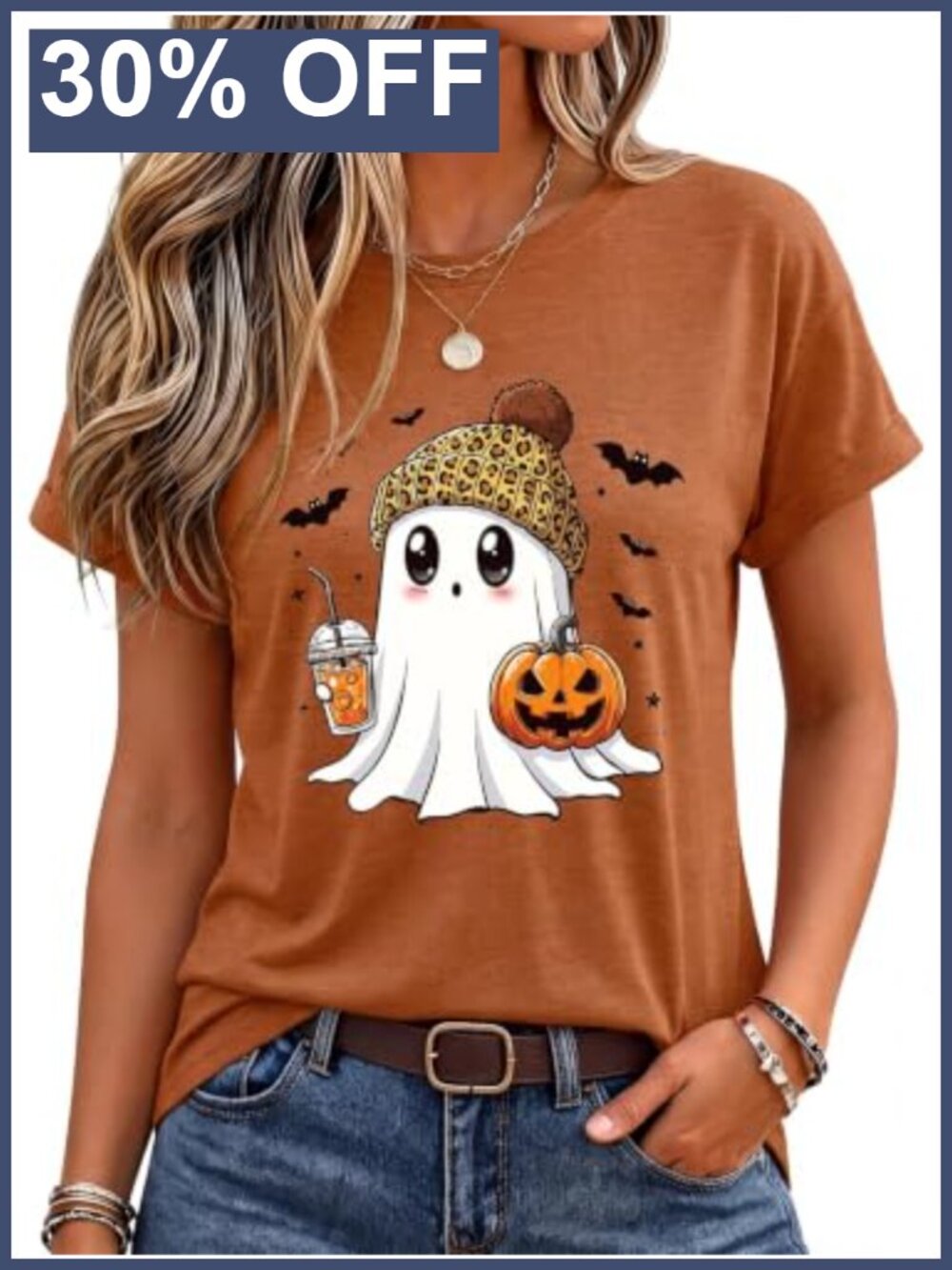 Halloween Tee Crew Neck Short Sleeve Cotton
